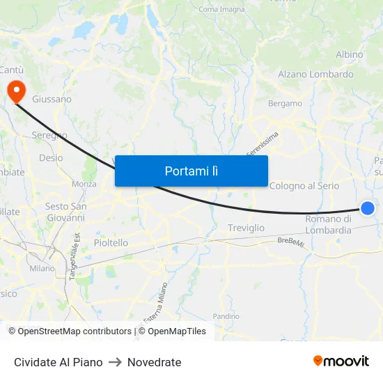 Cividate Al Piano to Novedrate map