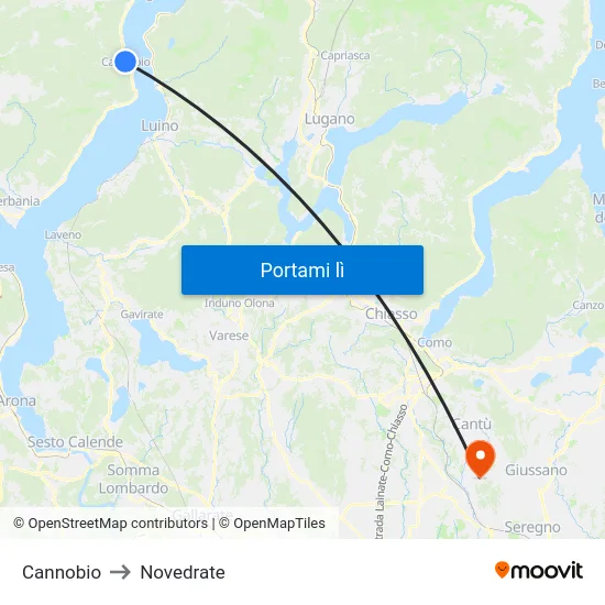 Cannobio to Novedrate map