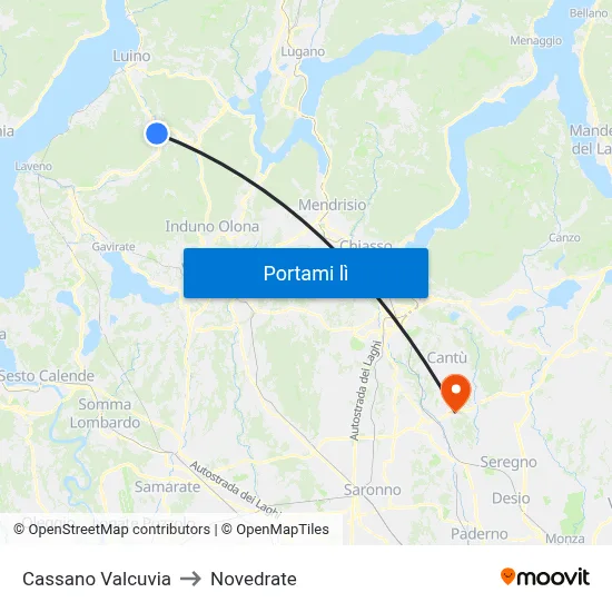 Cassano Valcuvia to Novedrate map