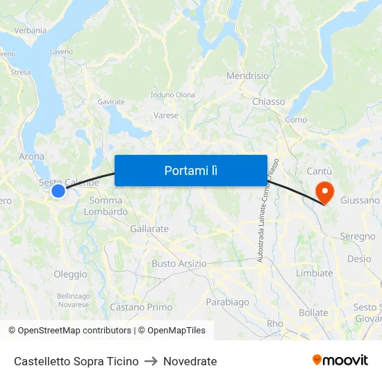 Castelletto Sopra Ticino to Novedrate map