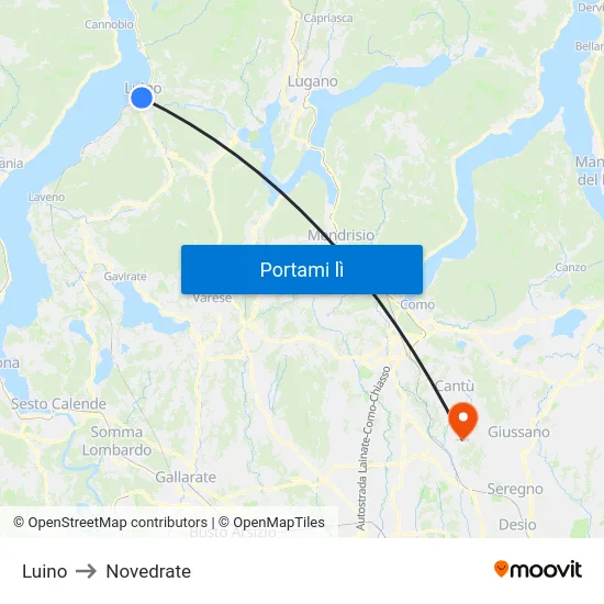 Luino to Novedrate map