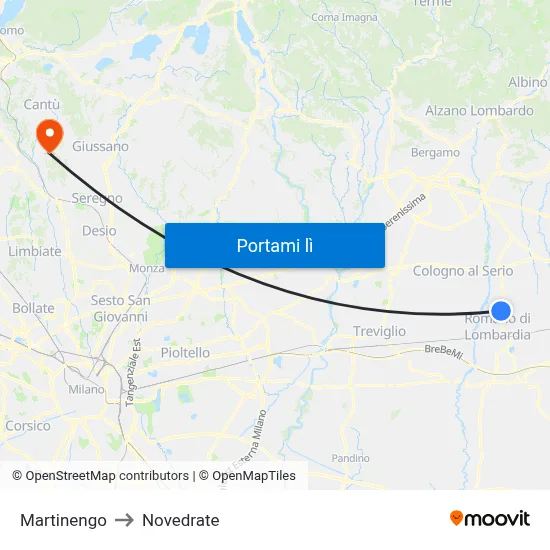 Martinengo to Novedrate map