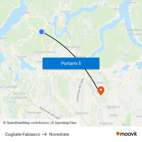 Cugliate-Fabiasco to Novedrate map
