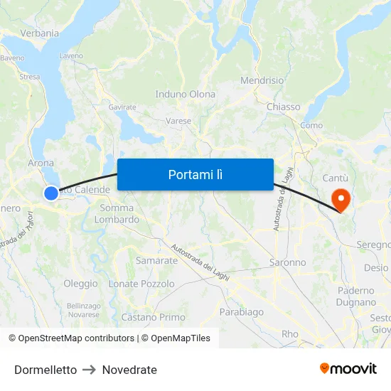 Dormelletto to Novedrate map