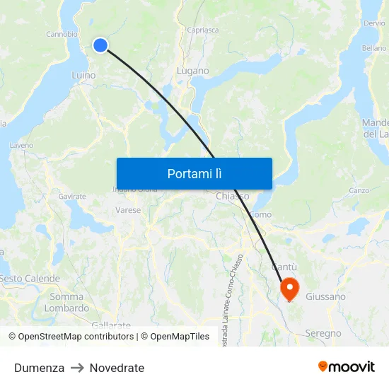 Dumenza to Novedrate map