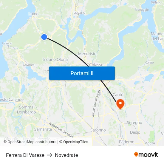Ferrera Di Varese to Novedrate map