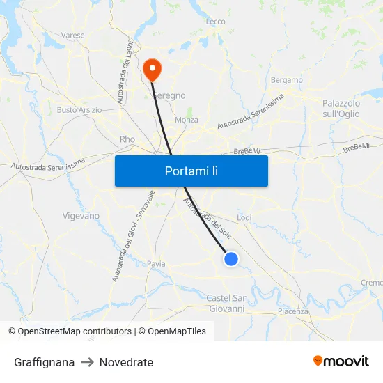 Graffignana to Novedrate map