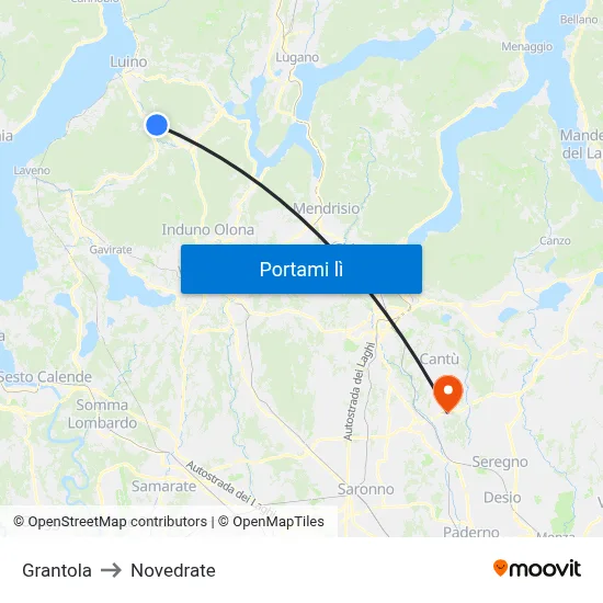 Grantola to Novedrate map