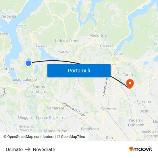 Osmate to Novedrate map