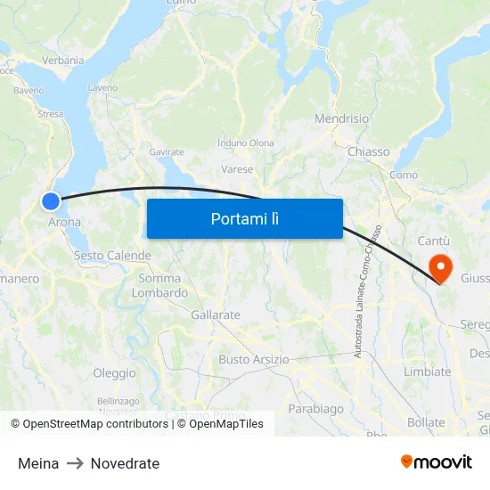 Meina to Novedrate map