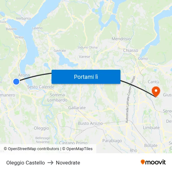 Oleggio Castello to Novedrate map