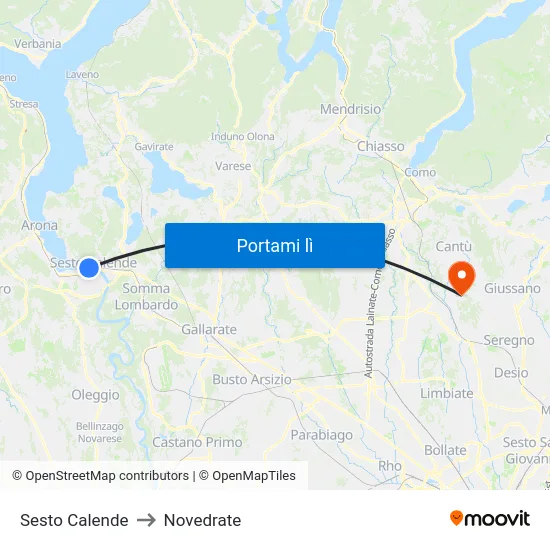 Sesto Calende to Novedrate map