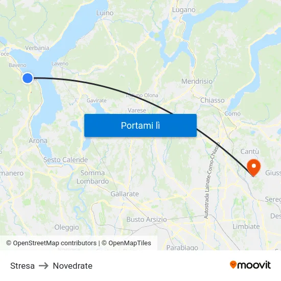 Stresa to Novedrate map