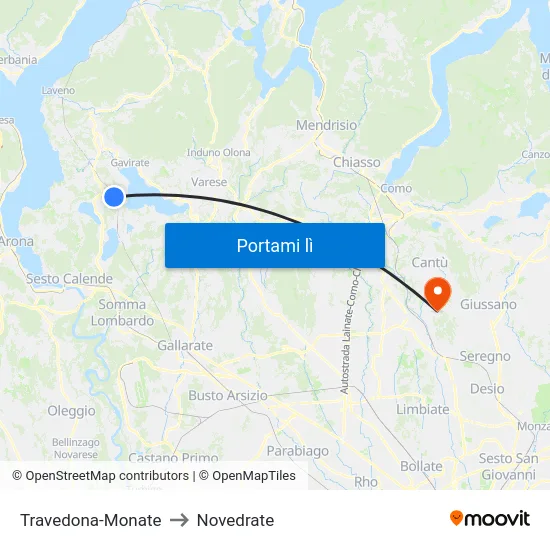 Travedona-Monate to Novedrate map