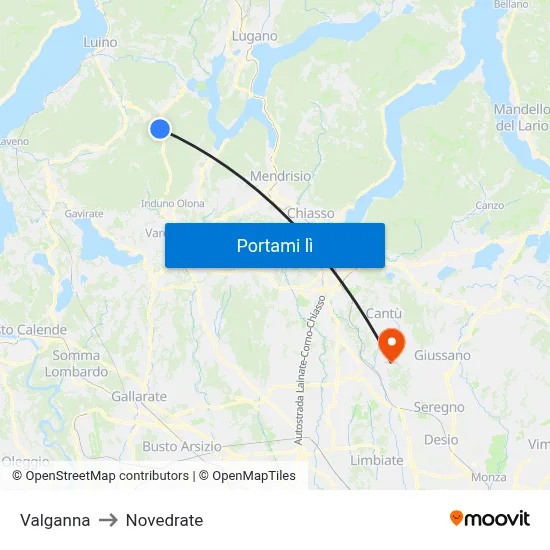 Valganna to Novedrate map
