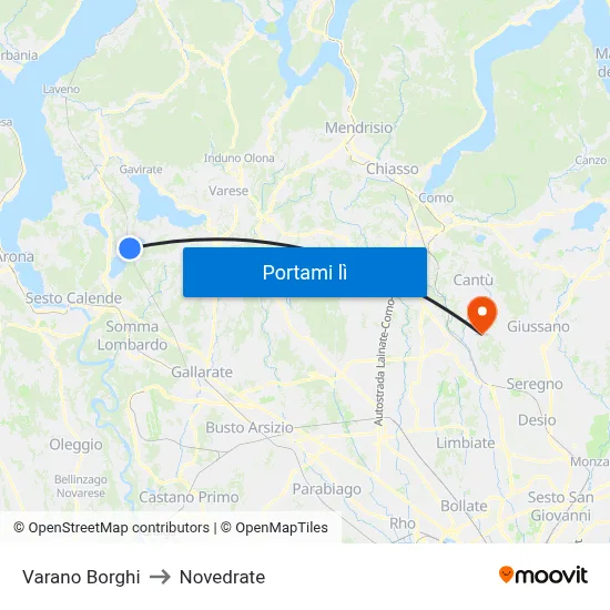 Varano Borghi to Novedrate map