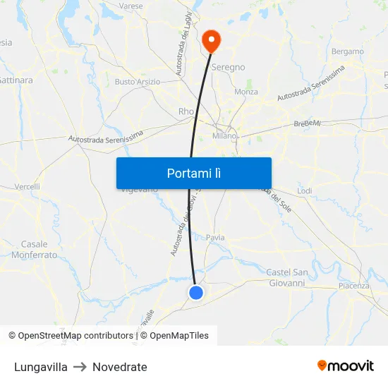 Lungavilla to Novedrate map