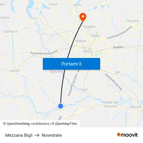 Mezzana Bigli to Novedrate map