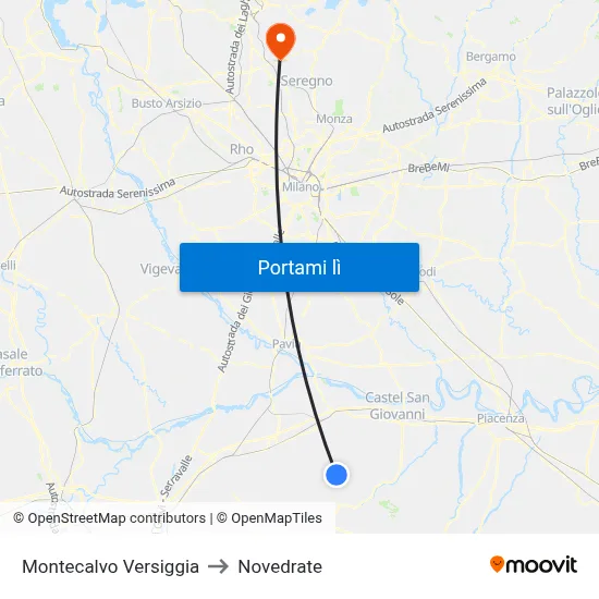 Montecalvo Versiggia to Novedrate map