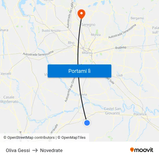 Oliva Gessi to Novedrate map
