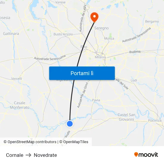 Cornale to Novedrate map