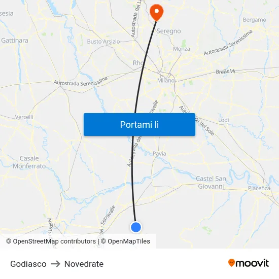 Godiasco to Novedrate map