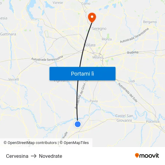 Cervesina to Novedrate map