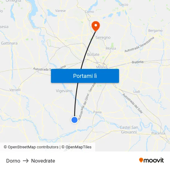 Dorno to Novedrate map