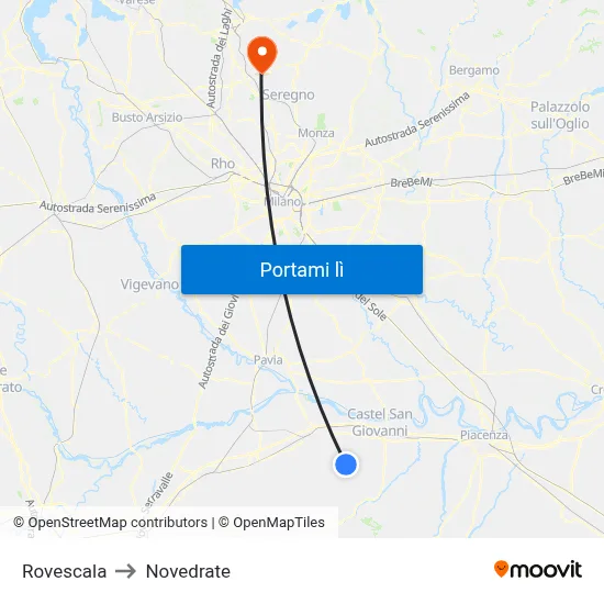 Rovescala to Novedrate map