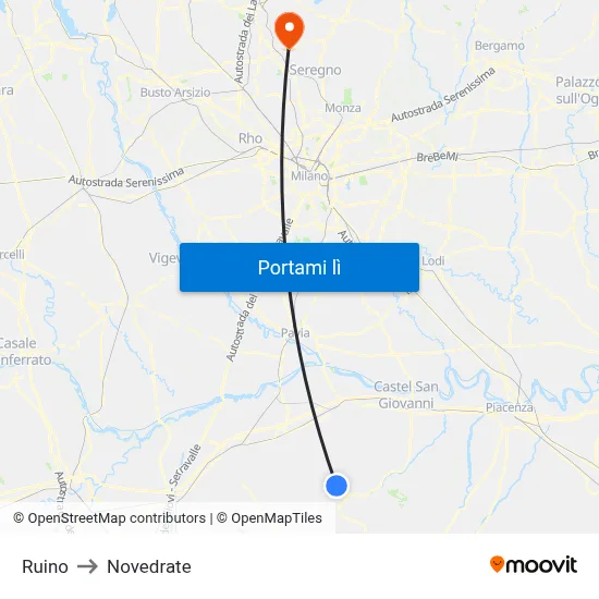 Ruino to Novedrate map