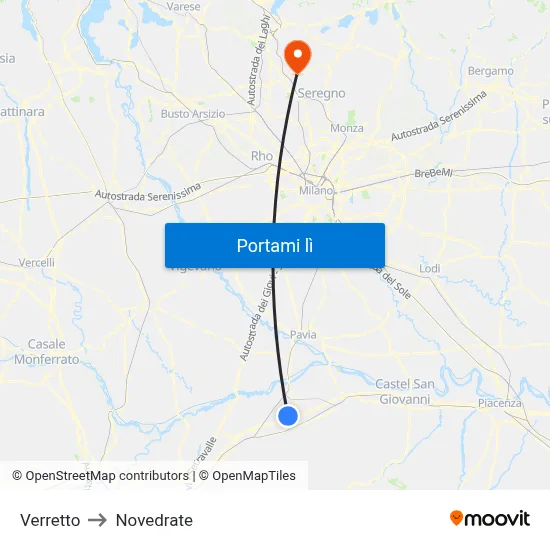 Verretto to Novedrate map