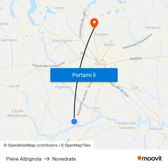 Pieve Albignola to Novedrate map