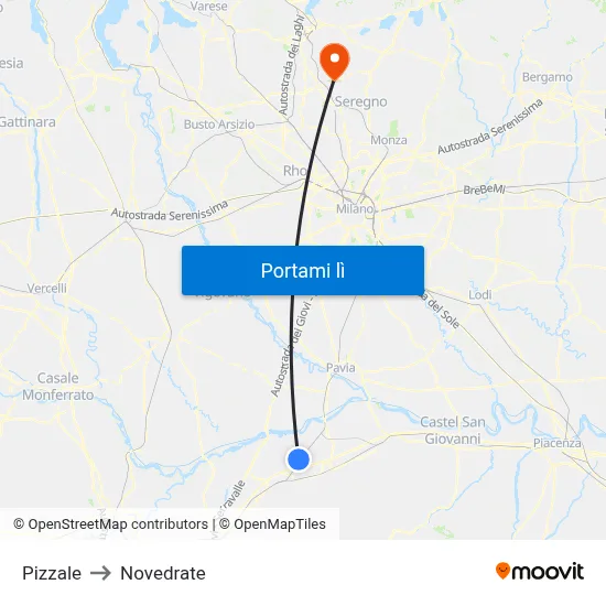Pizzale to Novedrate map