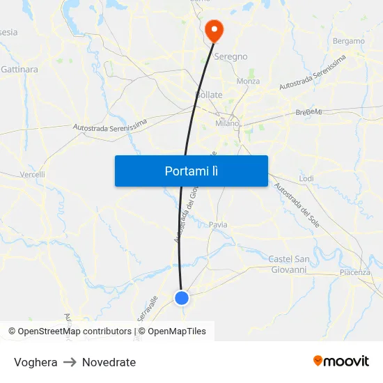 Voghera to Novedrate map