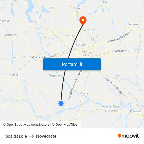 Scaldasole to Novedrate map