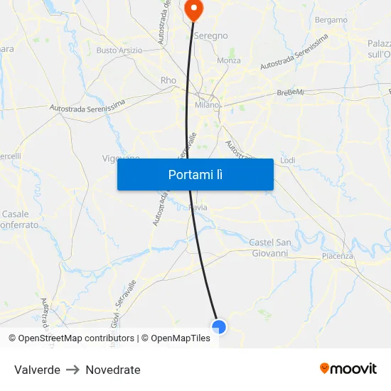 Valverde to Novedrate map