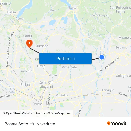 Bonate Sotto to Novedrate map