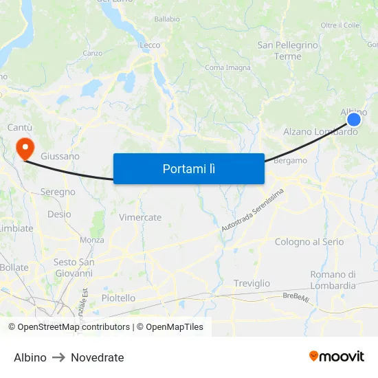 Albino to Novedrate map