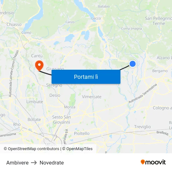Ambivere to Novedrate map