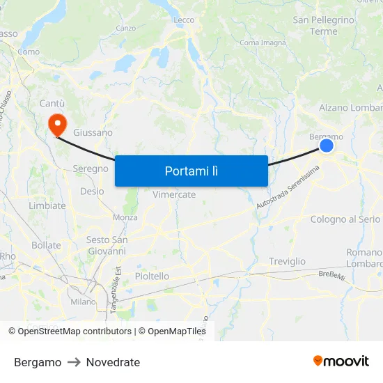 Bergamo to Novedrate map