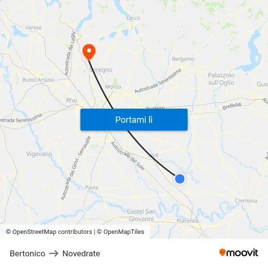 Bertonico to Novedrate map