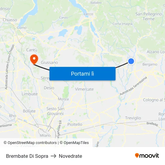 Brembate Di Sopra to Novedrate map