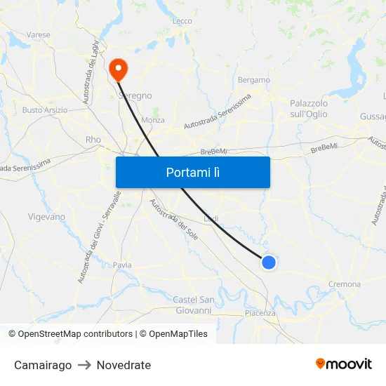 Camairago to Novedrate map