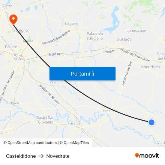 Casteldidone to Novedrate map