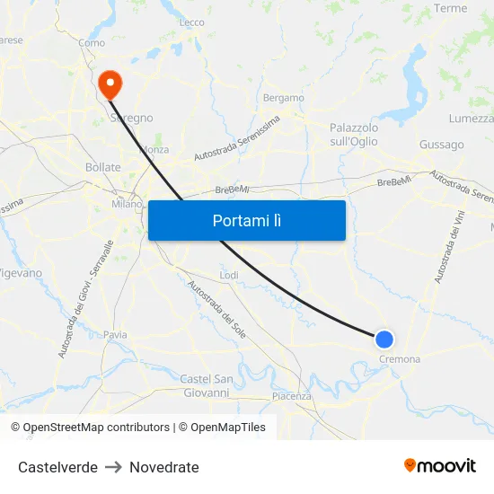 Castelverde to Novedrate map