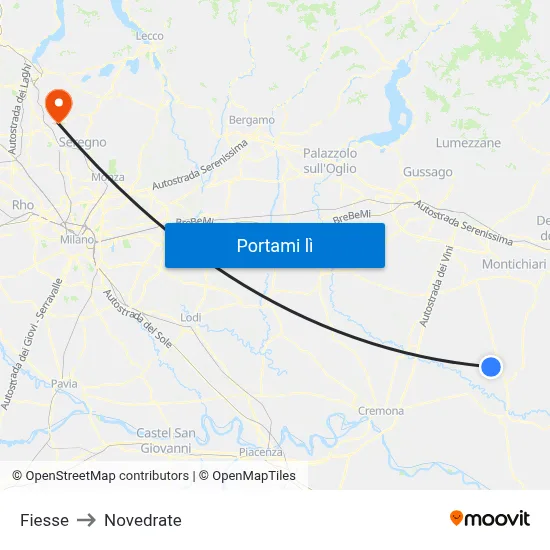 Fiesse to Novedrate map