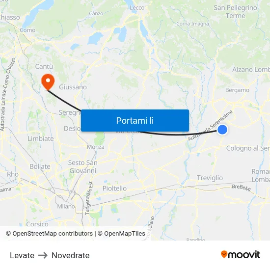 Levate to Novedrate map
