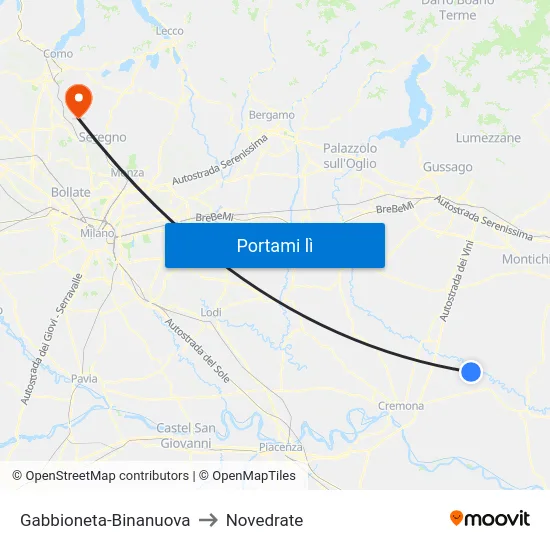 Gabbioneta-Binanuova to Novedrate map
