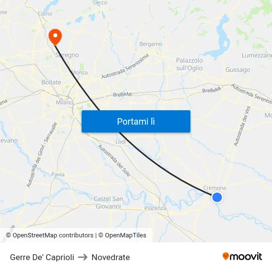 Gerre De' Caprioli to Novedrate map