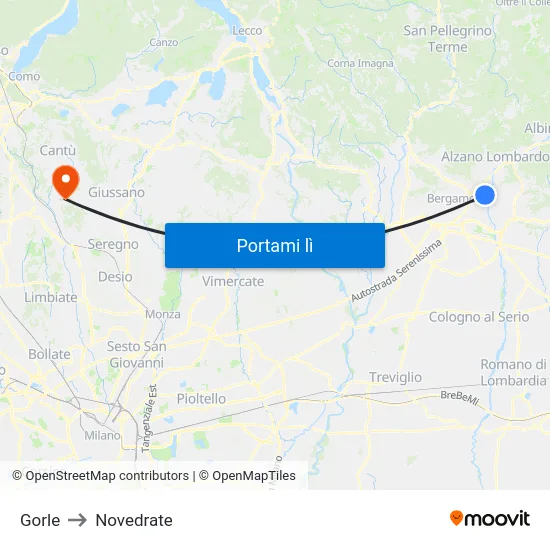 Gorle to Novedrate map